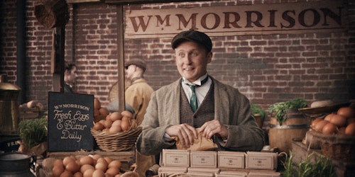 Morrisons founder portrayed in an ad