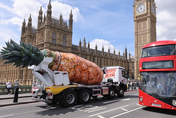 A giant pineapple cement mixer