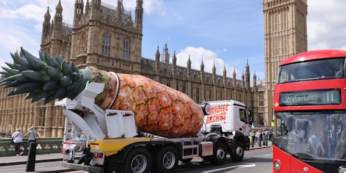 A giant pineapple cement mixer