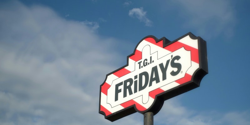 TGI Friday's sign against a blue sky  