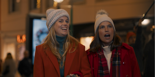 Olivia walks with her friend to her surprise birthday party 