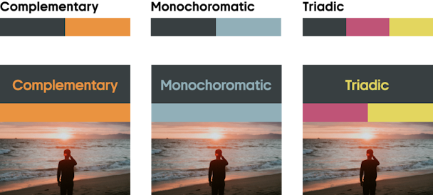 Complementary, monochoromatic and triadic colours for the Summer Rain colour code