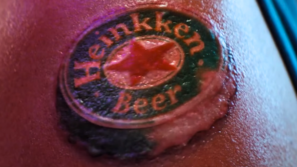 Heineken as a mispelled tattoo